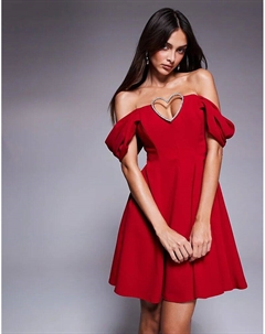 Мини-платье Diamante с отделкой в форме сердца красного цвета Goddiva