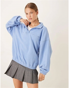 Флисовая кофта с застежкой-молнией на половину длины, темно-синяя Asos design