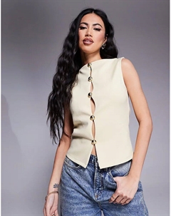 Жилет с золотистой фурнитурой цвета пахты — часть комплекта Asos design