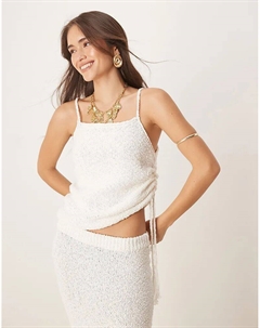 Трикотажный топ-комбинезон кремового цвета со сборками Asos design