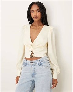 Топ Tie спереди из кремового атласа Collective the label