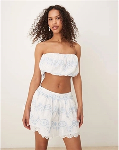 Юбка-корсет, многоуровневая, бело-голубого цвета, вышивка Collective the label