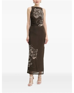 Платье макси с разрезом и принтом, коричневый Guess usa