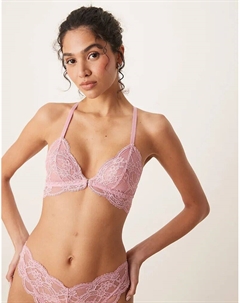 Кружевной бюстгальтер Lola с треугольными чашечками и застежкой спереди, нежно-розового цвета Asos design