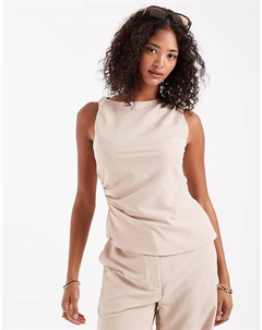 Асимметричный топ со сборками серо-коричневого цвета — часть комплекта Asos design