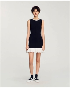 Короткое платье из трикотажа с пайетками, черный Sandro