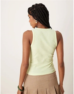 Майка с V-образным вырезом в рубчик лимонного цвета Asos design