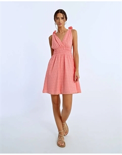 Короткое платье с завязками на плечах, коралловый Lili sidonio