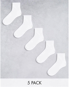 5 Пар носков по щиколотку белого цвета Asos design