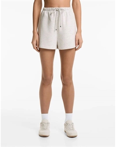Шорты с широкими штанинами из хлопка и модала в бледно-сером меланжевом цвете. Oysho