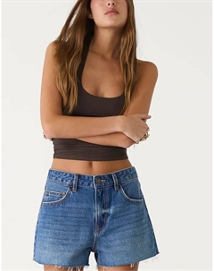 Джинсовые шорты средней посадки светло-голубого цвета Stradivarius