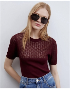 Жилетка с ажурной кокеткой, бордовый Сфера