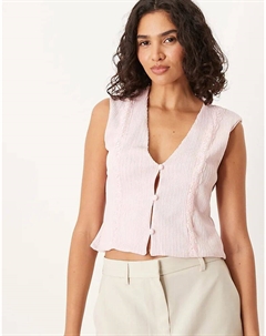 Жилет с гофрированной кружевной отделкой нежно-розового цвета Asos design