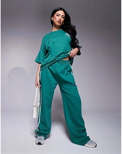 Зеленые джоггеры с широкими штанинами и полосками по бокам Kaiia