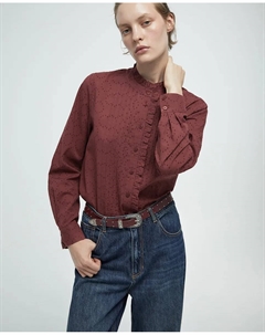 Блузка с воланами на груди, бордовый Сфера