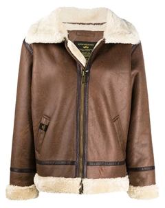 Куртка-бомбер из шерпы, коричневый Alpha industries