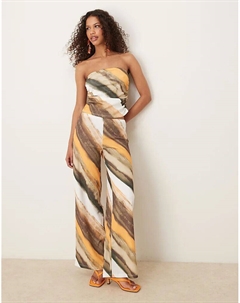 Широкие брюки с жатым кроем и абстрактным принтом — комплект Asos design