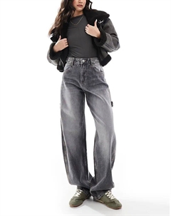 Джинсы с регулируемой посадкой Ballon Fit Carpenter светло-серого цвета Bershka