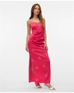 Длинное платье на бретелях, фуксия Vero moda