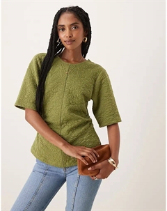 Топ из жаккарда с цветочным принтом и сборкой на талии оливкового цвета Asos design