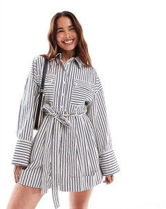 Строгие шорты с рубашкой-блузоном в синюю полоску Asos design