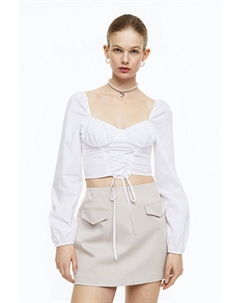 Блуза из поплина со шнуровкой, белый H&m