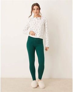 Пижамные леггинсы Mix & Match с открытым поясом зеленого цвета Asos design