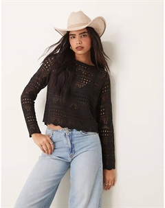 Топ с вырезом-лодочкой и длинными рукавами, черный Jdy