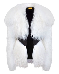 Дубленка с кожаной отделкой, белый Christina crawford