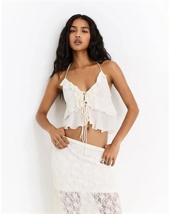 Топ с оборками и бантом цвета льда Pull & bear