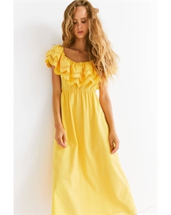 Хлопковое платье с открытыми плечами, желтый H&m