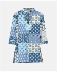 Хлопковый пэчворк кафтан с принтом, синий Mc2 saint barth