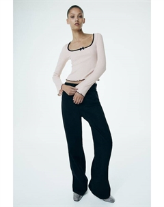 Рубашка в рубчик с деталями оверлока, розовый H&m