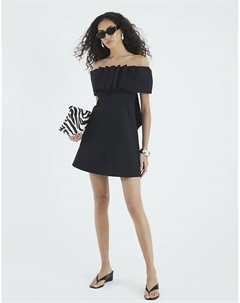 Платье мини-бардо Premium с бантом, черное River island