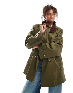 Вощеный тренчкот со стеганой подкладкой оливкового цвета Asos design