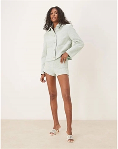 Микро-шорты из букле, приталенные в цвете шалфея Asos design