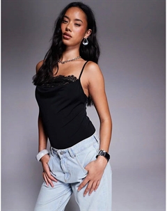 Боди с кружевной отделкой, черный Asos design