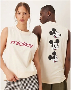 Майка-унисекс оверсайз от Disney с принтом Микки Мауса в цвете «масло-желтый» Asos design