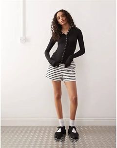 Приталенный кардиган на пуговицах спереди черного цвета Weekday