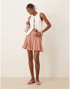 Шифоновая мини-юбка с вырезами-годе в темно-розовом цвете Asos design