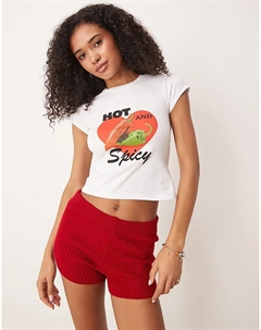Детская футболка с принтом острого перца чили цвета экрю Asos design