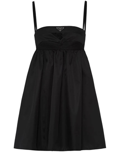 Короткое платье Re-Nylon с логотипом, черный Prada