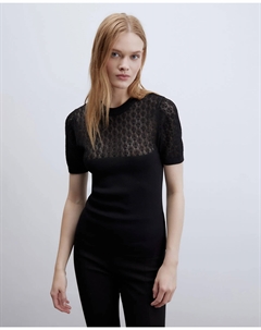 Жилетка с ажурной кокеткой, черный Сфера