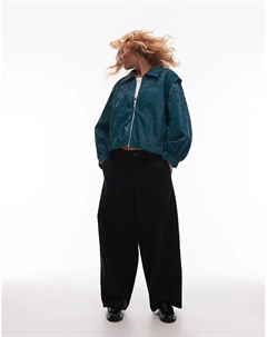 Куртка-бомбер Cupido с текстурированной отделкой и длинными рукавами-буфами в сине-зеленом цвете Laagam