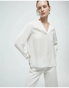 Свободная блузка однотонная, белый Сфера