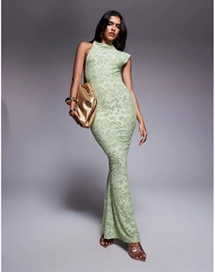 Длинное платье Devore с завязкой на шее зеленого цвета Asos design