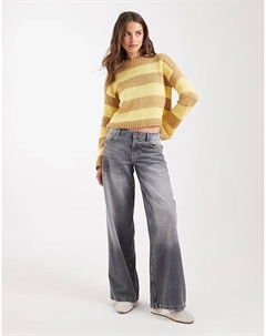 Вязаный свитер в желтую и бежевую полоску Asos design