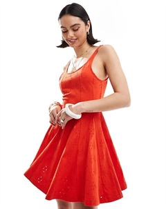 Мини-платье годе с квадратным вырезом красного цвета Asos design