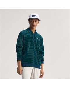 Поло Originals Velour Long Sleeve Polo, цвет Night Indigo/Green Adidas