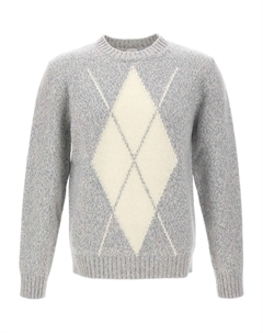 Шерстяной свитер с геометрическим узором, серый Eleventy